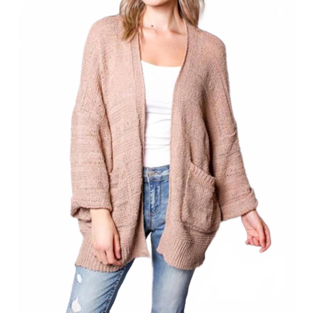 NEW STITCHDROP open front cardigan with pockets in beige